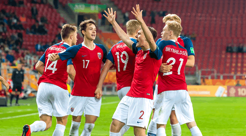 Seleção norueguesa de futebol em campo